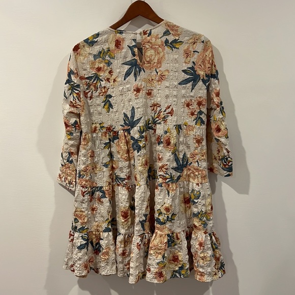 Zara Floral Print Dress Flounce Hem Size S Spring Vacation Victorian - Picture 5 of 5